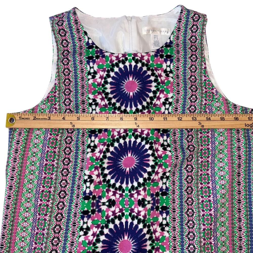 London Times medallion Shift Dress Sleeveless Preppy Coastal Mod P8 - Picture 6 of 9